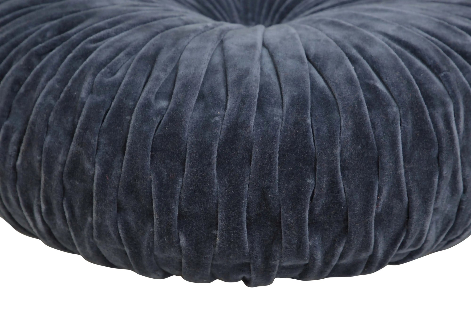 velvet round handmade pillow, indigo