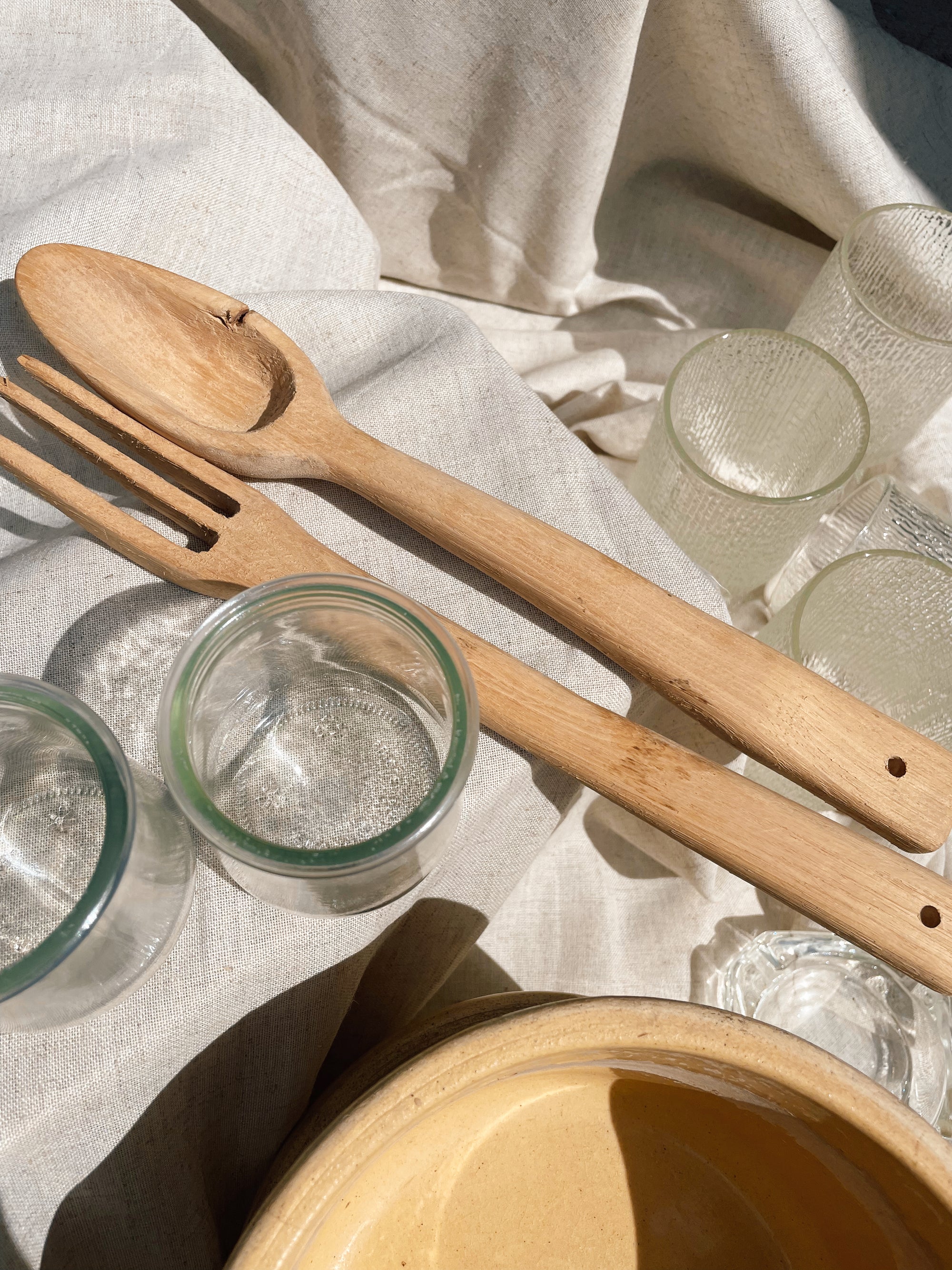 skinny wooden servers