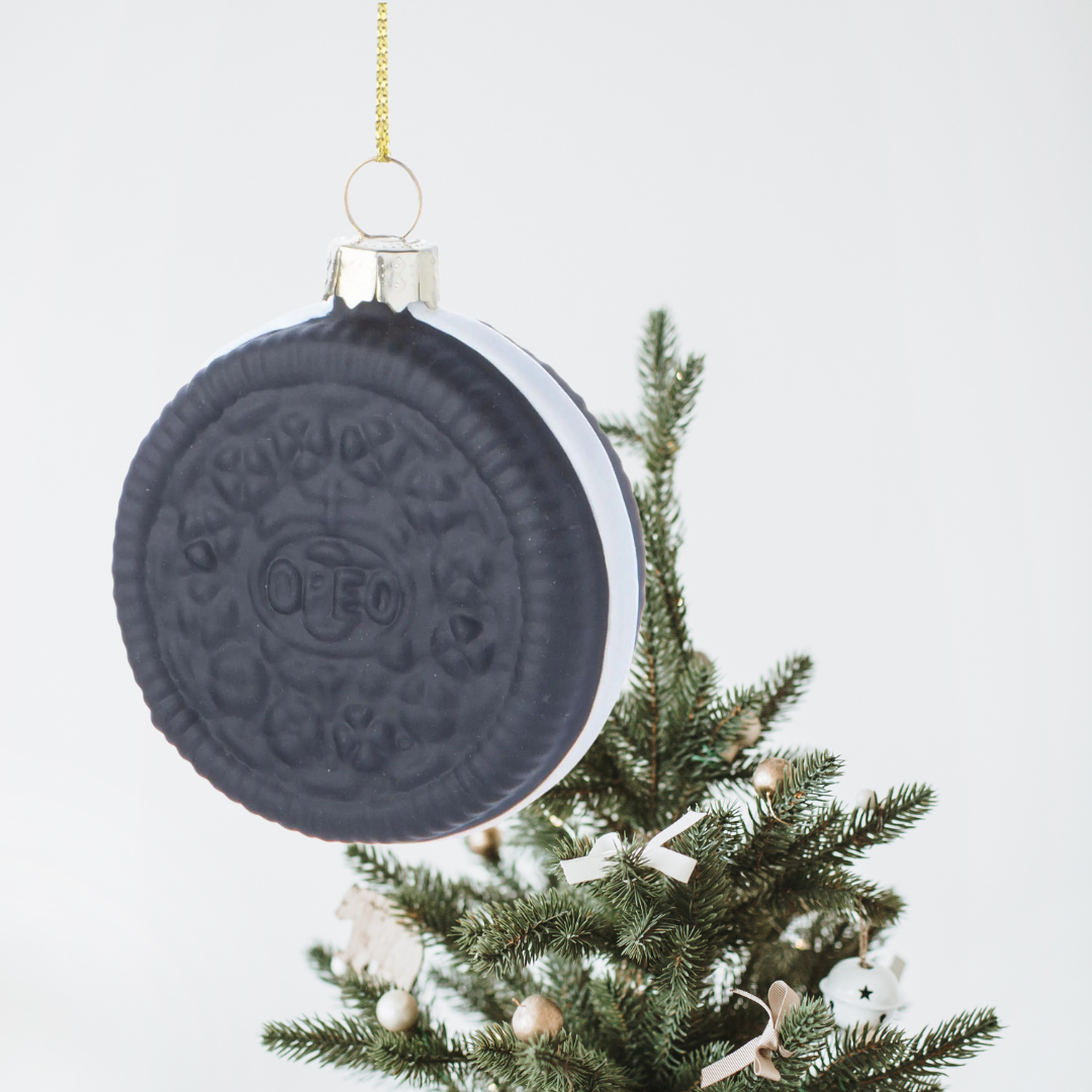 glass oreo cookie ornament