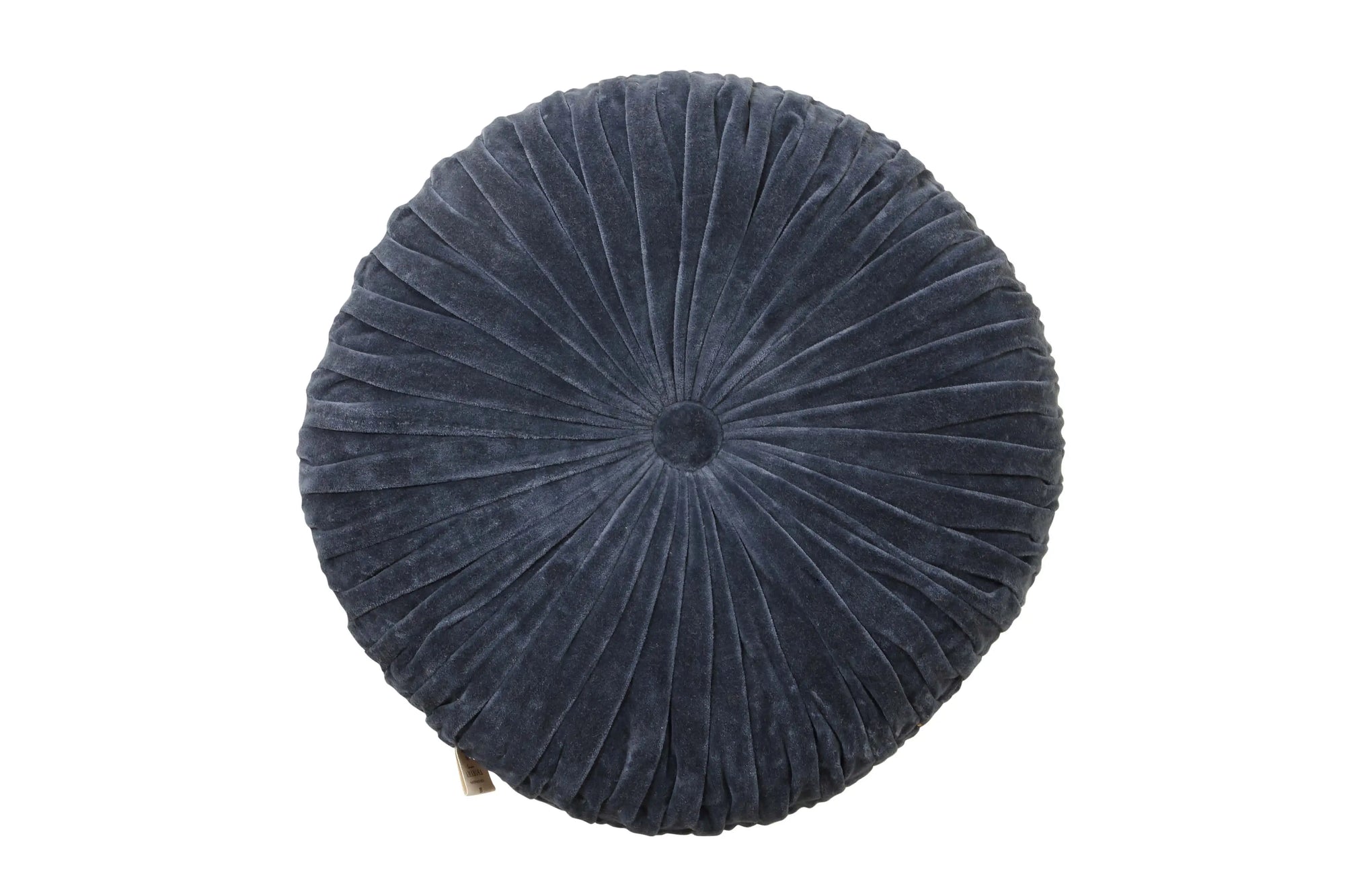 velvet round handmade pillow, indigo