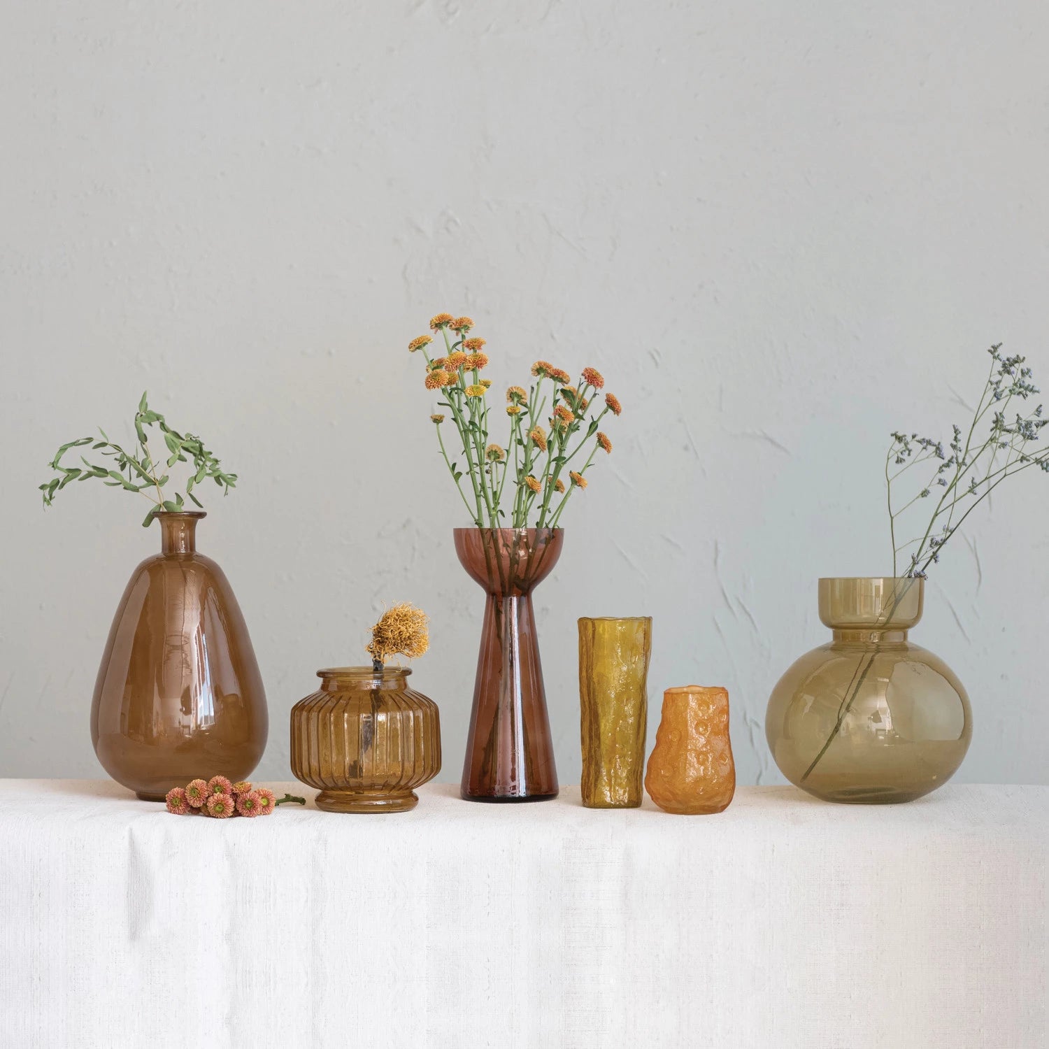 citron hand blown glass vase in an organic shape